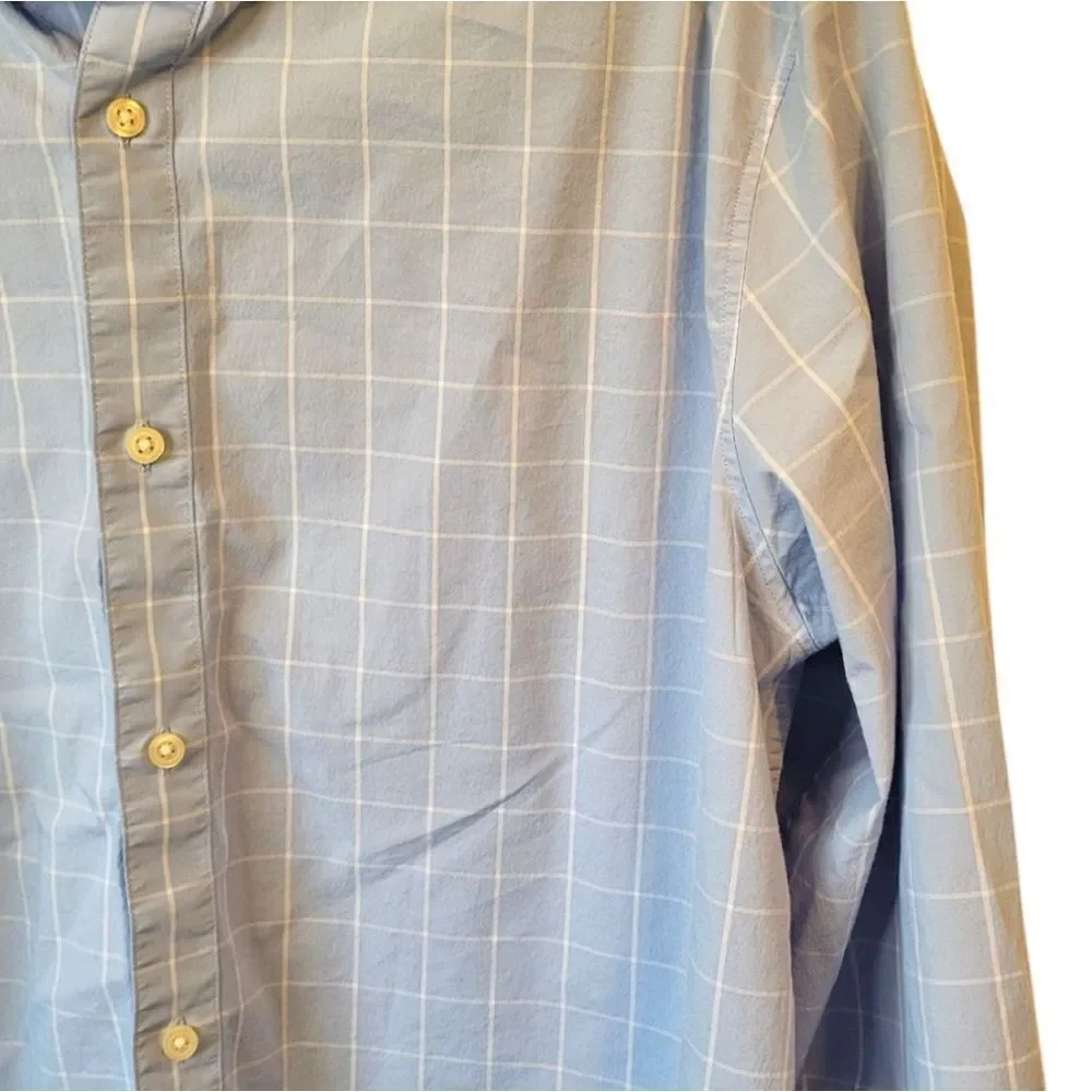 Banana Republic Blue And White Check Slim Fit Performance Shirt Size XL